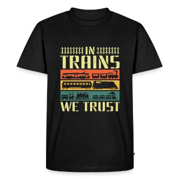 Dans les trains auxquels nous faisons confiance - Train Driver - T-shirt Premium bio Homme - noir - Devant - Nico (187cm)