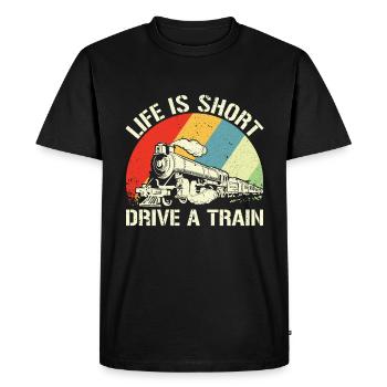 La vie est courte Conduisez un train - Train Driver - T-shirt Premium bio Homme - noir - Devant - Nico (187cm)