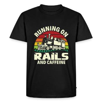 Courir sur des rails et de la caféine - Train Driver - T-shirt Premium bio Homme - noir - Devant - Nico (187cm)