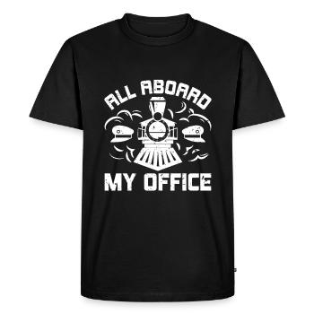 Tout à l’étranger Mon bureau - Conducteur de train Conducteur de train - T-shirt Premium bio Homme - noir - Devant - Nico (187cm)