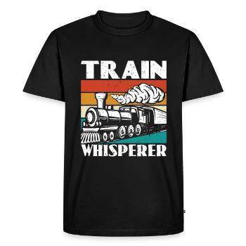 Train Whisperer - Conducteur de train - T-shirt Premium bio Homme - noir - Devant - Nico (187cm)