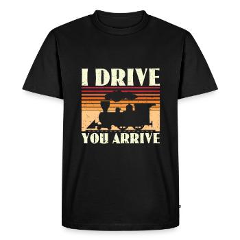 I Drive You Arrive - Conducteur de train Conducteur de train - T-shirt Premium bio Homme - noir - Devant - Nico (187cm)