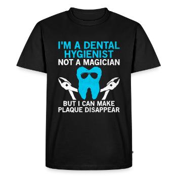 Je suis une hygiéniste dentaire, pas un magicien - T-shirt Premium bio Homme - noir - Devant - Nico (187cm)