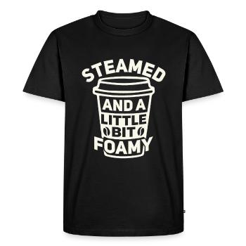 Cuit à la vapeur et un peu mousseux - Barista Coffee - T-shirt Premium bio Homme - noir - Devant - Nico (187cm)