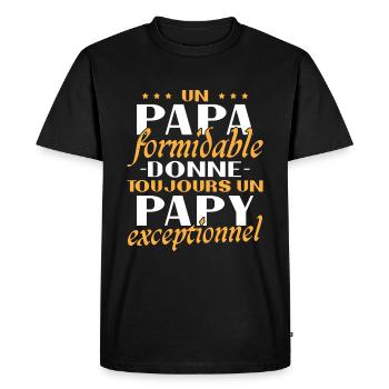 Un papa formidable Papy exceptionnel cadeau - T-shirt Premium bio Homme - noir - Devant - Nico (187cm)
