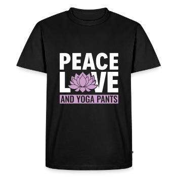 Pantalon Peace Love & Yoga - Professeur de Yoga - T-shirt Premium bio Homme - noir - Devant - Nico (187cm)
