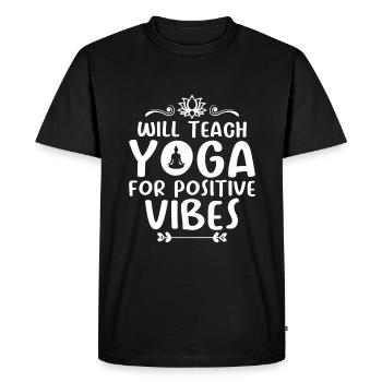 Enseignera le yoga pour des vibrations positives - Professeur de yoga - T-shirt Premium bio Homme - noir - Devant - Nico (187cm)