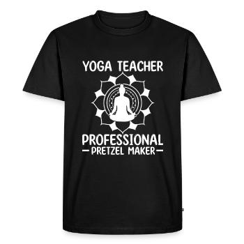 Fabricant de bretzels professionnel - Professeur de yoga - T-shirt Premium bio Homme - noir - Devant - Nico (187cm)