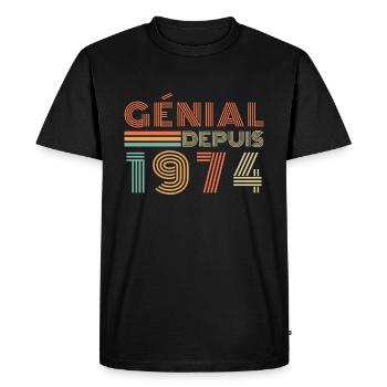 Génial Depuis 1974 Cadeau Retro Anniversaire - T-shirt Premium bio Homme - noir - Devant - Nico (187cm)