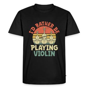 Rétro Je préfère jouer du violon violoniste Violi - T-shirt Premium bio Homme - noir - Devant - Nico (187cm)