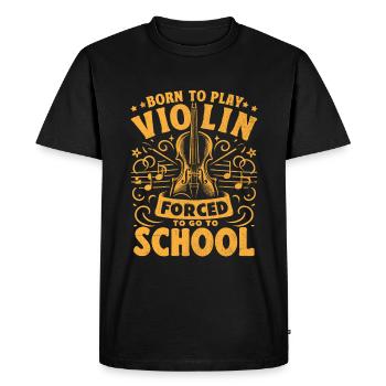 Né pour jouer du violon forcé d’aller à l’école Violon - T-shirt Premium bio Homme - noir - Devant - Nico (187cm)
