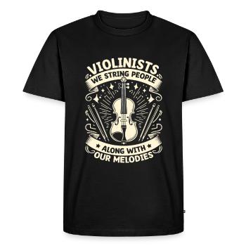 Violonistes, nous cordons les gens avec notre mélodie - T-shirt Premium bio Homme - noir - Devant - Nico (187cm)