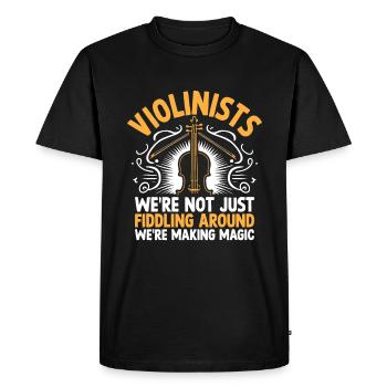Violonistes, nous ne nous contentons pas de bricoler, nous sommes ma - T-shirt Premium bio Homme - noir - Devant - Nico (187cm)