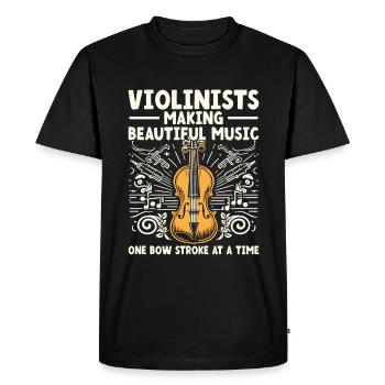 Violinists Making Beautiful Music One Bow Stroke A - Men's Premium Organic T-Shirt - black - Front - Nico (187cm)