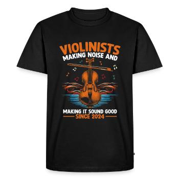 Les violonistes font du bruit et le font sonner bien - T-shirt Premium bio Homme - noir - Devant - Nico (187cm)