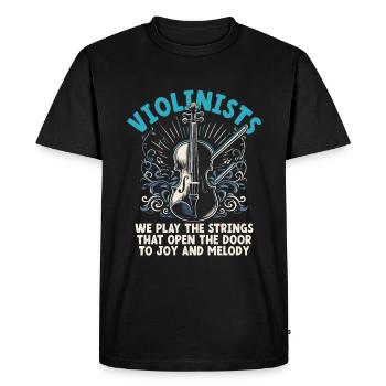 Violonistes Nous jouons Les cordes qui ouvrent la porte - T-shirt Premium bio Homme - noir - Devant - Nico (187cm)