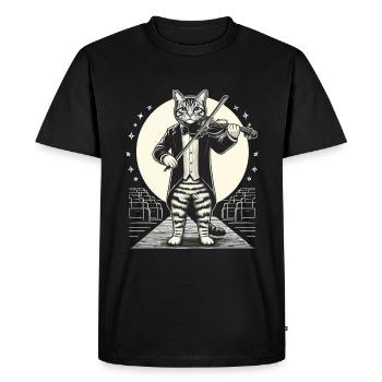 Chat Jouant Du Violon Instrument Violoniste Violon Vi - T-shirt Premium bio Homme - noir - Devant - Nico (187cm)