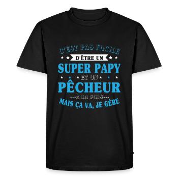 Super Papy et Pêcheur Cadeau - T-shirt Premium bio Homme - noir - Devant - Nico (187cm)