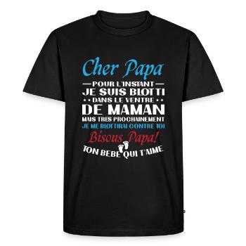 Annonce Grossesse Originale Pour Futur Papa - T-shirt Premium bio Homme - noir - Devant - Nico (187cm)