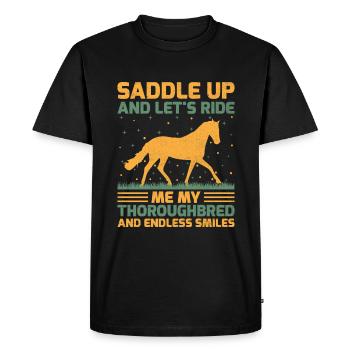 Courses de chevaux pur-sang Équitation Chevaux équestres - T-shirt Premium bio Homme - noir - Devant - Nico (187cm)