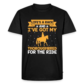 Courses de chevaux pur-sang Équitation Chevaux équestres - T-shirt Premium bio Homme - noir - Devant - Nico (187cm)