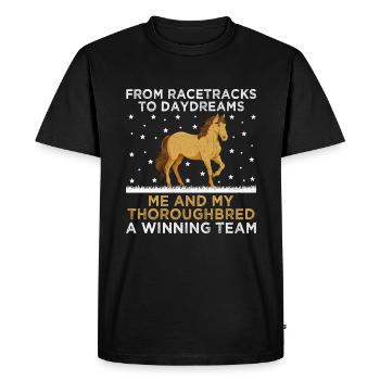 Courses de chevaux pur-sang Équitation Chevaux équestres - T-shirt Premium bio Homme - noir - Devant - Nico (187cm)
