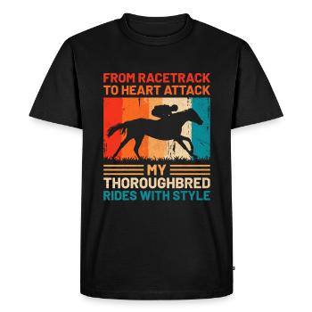 Courses de chevaux pur-sang Équitation Chevaux équestres - T-shirt Premium bio Homme - noir - Devant - Nico (187cm)