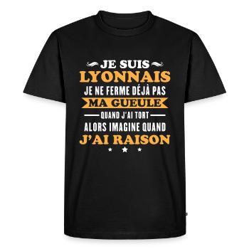 Humour Lyonnais je ne ferme pas ma gueule - T-shirt Premium bio Homme - noir - Devant - Nico (187cm)