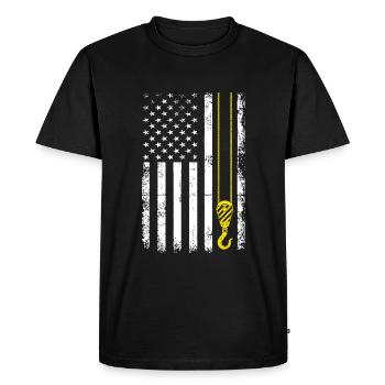 Fonctionnement de la grue de drapeau des États-Unis - Funny Crane Driver - T-shirt Premium bio Homme - noir - Devant - Nico (187cm)