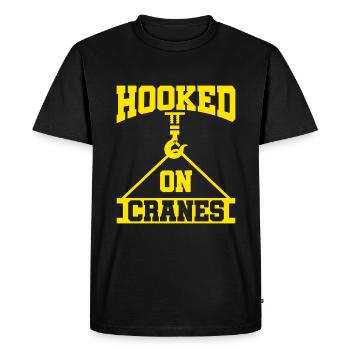 Accroché aux grues - Drôle de conducteur de grue - T-shirt Premium bio Homme - noir - Devant - Nico (187cm)