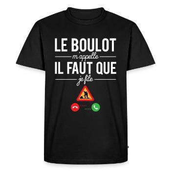 Le boulot m'appelle il faut que je file humour - T-shirt Premium bio Homme - noir - Devant - Nico (187cm)