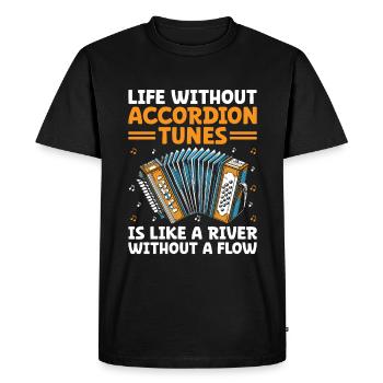 La vie sans airs d’accordéon est comme une rivière sans - T-shirt Premium bio Homme - noir - Devant - Nico (187cm)