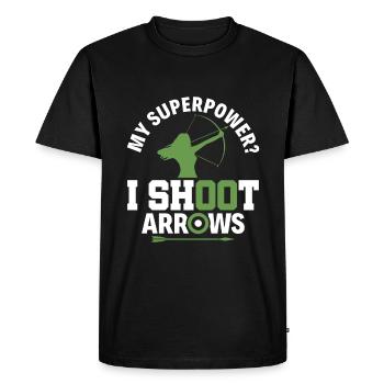 Mon superpouvoir ? Je tire des flèches - Archer Bow - T-shirt Premium bio Homme - noir - Devant - Nico (187cm)