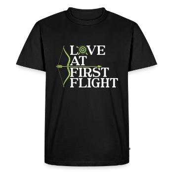L’amour au premier envol - Archer Bow - T-shirt Premium bio Homme - noir - Devant - Nico (187cm)