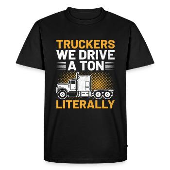 Trucker Driving Dad Trucker Father Truck Driver - Men's Premium Organic T-Shirt - black - Front - Nico (187cm)