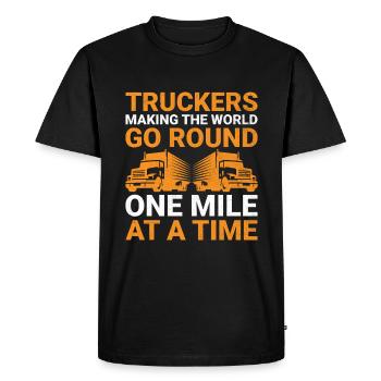 Trucker Driving Dad Trucker Father Truck Driver - Men's Premium Organic T-Shirt - black - Front - Nico (187cm)