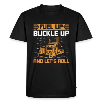 Trucker Driving Dad Trucker Father Truck Driver - Men's Premium Organic T-Shirt - black - Front - Nico (187cm)