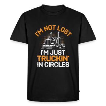 Trucker Driving Dad Trucker Father Truck Driver - Men's Premium Organic T-Shirt - black - Front - Nico (187cm)