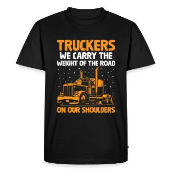 Trucker Driving Dad Trucker Father Truck Driver - Men's Premium Organic T-Shirt - black - Front - Nico (187cm)