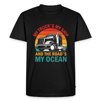 Trucker Driving Dad Trucker Father Truck Driver - Men's Premium Organic T-Shirt - black - Front - Nico (187cm)