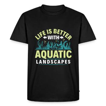 La vie est plus belle avec Paysages aquatiques - Aqua - T-shirt Premium bio Homme - noir - Devant - Nico (187cm)