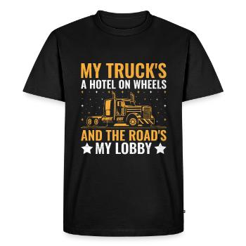 Trucker Driving Dad Trucker Father Truck Driver - Men's Premium Organic T-Shirt - black - Front - Nico (187cm)