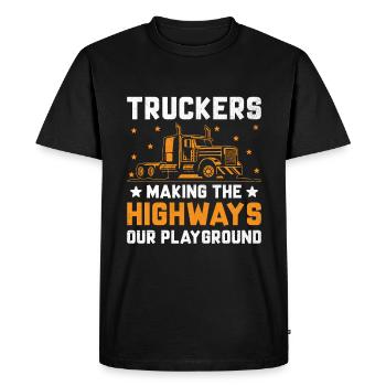 Trucker Driving Dad Trucker Father Truck Driver - Men's Premium Organic T-Shirt - black - Front - Nico (187cm)