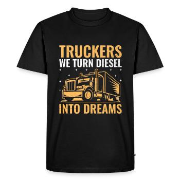 Trucker Driving Dad Trucker Father Truck Driver - Men's Premium Organic T-Shirt - black - Front - Nico (187cm)