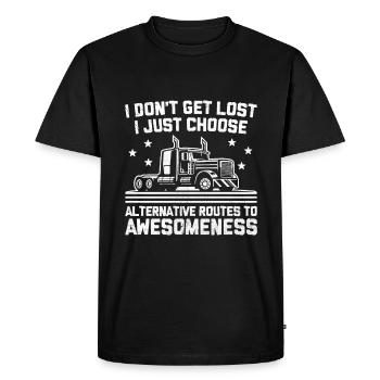 Trucker Driving Dad Trucker Father Truck Driver - Men's Premium Organic T-Shirt - black - Front - Nico (187cm)
