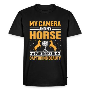 Photographie de cheval Équitation Chevaux Hobby Ph - T-shirt Premium bio Homme - noir - Devant - Nico (187cm)