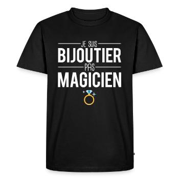 Je suis bijoutier pas magicien cadeau bijoutier - T-shirt Premium bio Homme - noir - Devant - Nico (187cm)