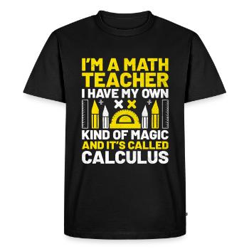 Professeur de mathématiques Professeur d’école Professeur de mathématiques drôle S - T-shirt Premium bio Homme - noir - Devant - Nico (187cm)