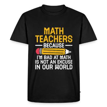 Professeur de mathématiques Professeur d’école Professeur de mathématiques drôle S - T-shirt Premium bio Homme - noir - Devant - Nico (187cm)