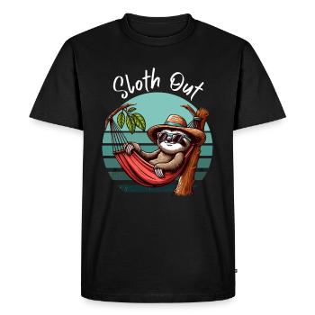 Sloth Hamac Time Out Vacances Plage Mer Fun - T-shirt Premium bio Homme - noir - Devant - Nico (187cm)
